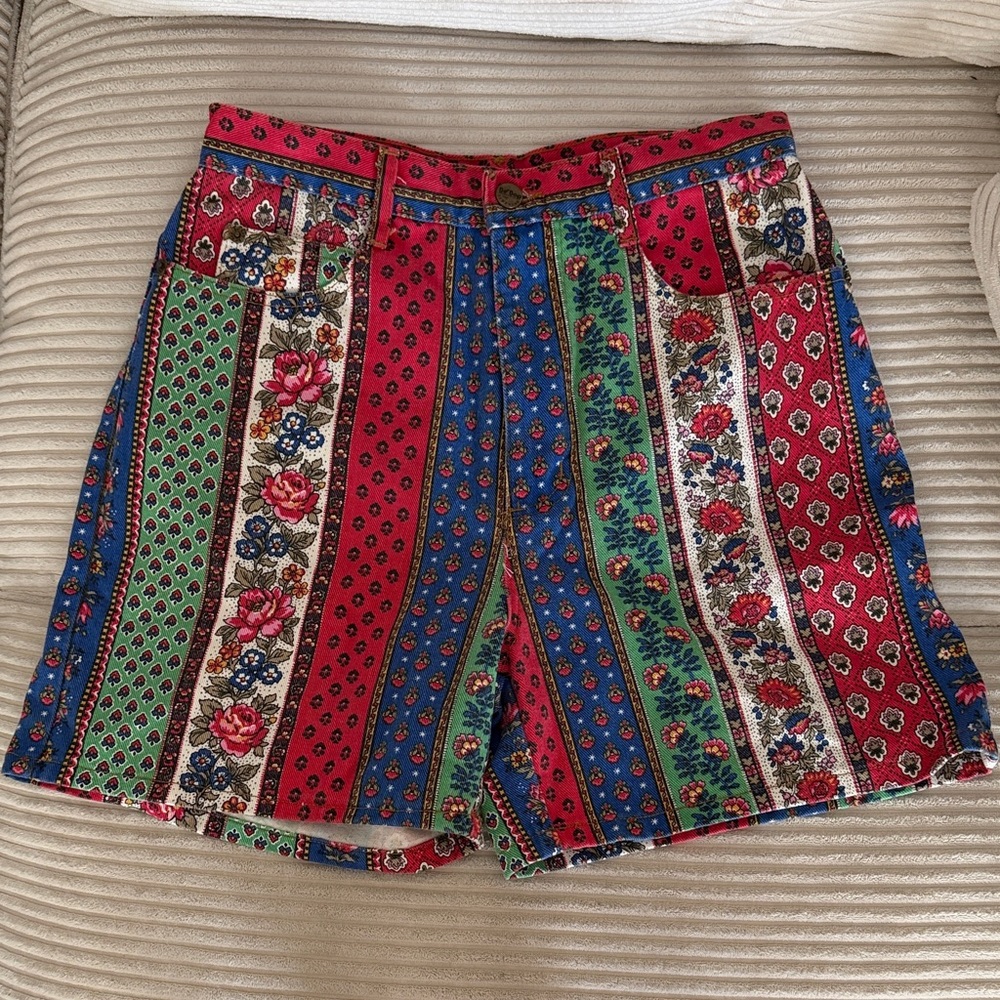 BeBop Pink and Blue Patterned Cotton Waistband Jeans